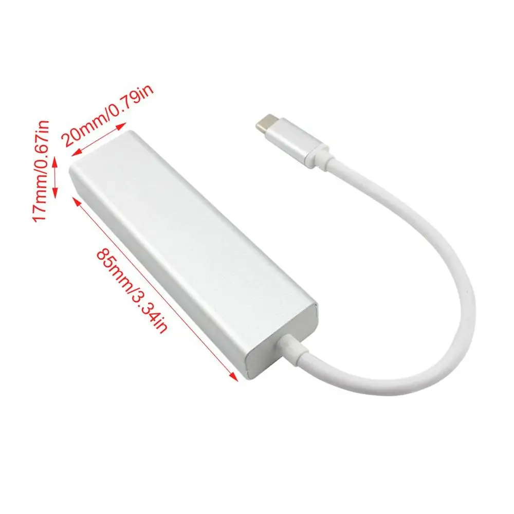 Тип-c к Usb3.0 тип-c к Rj45 гигабитной сети с трехпортовым концентратором из алюминиевого сплава Внешняя сетевая карта 3,0