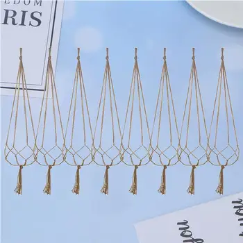 

1 Set of 8Pcs Plant Hanger Hemp Rope Hanging Planter Basket Net Bag Macrame Flowerpot Plant Hanger Rack Wall Hanging