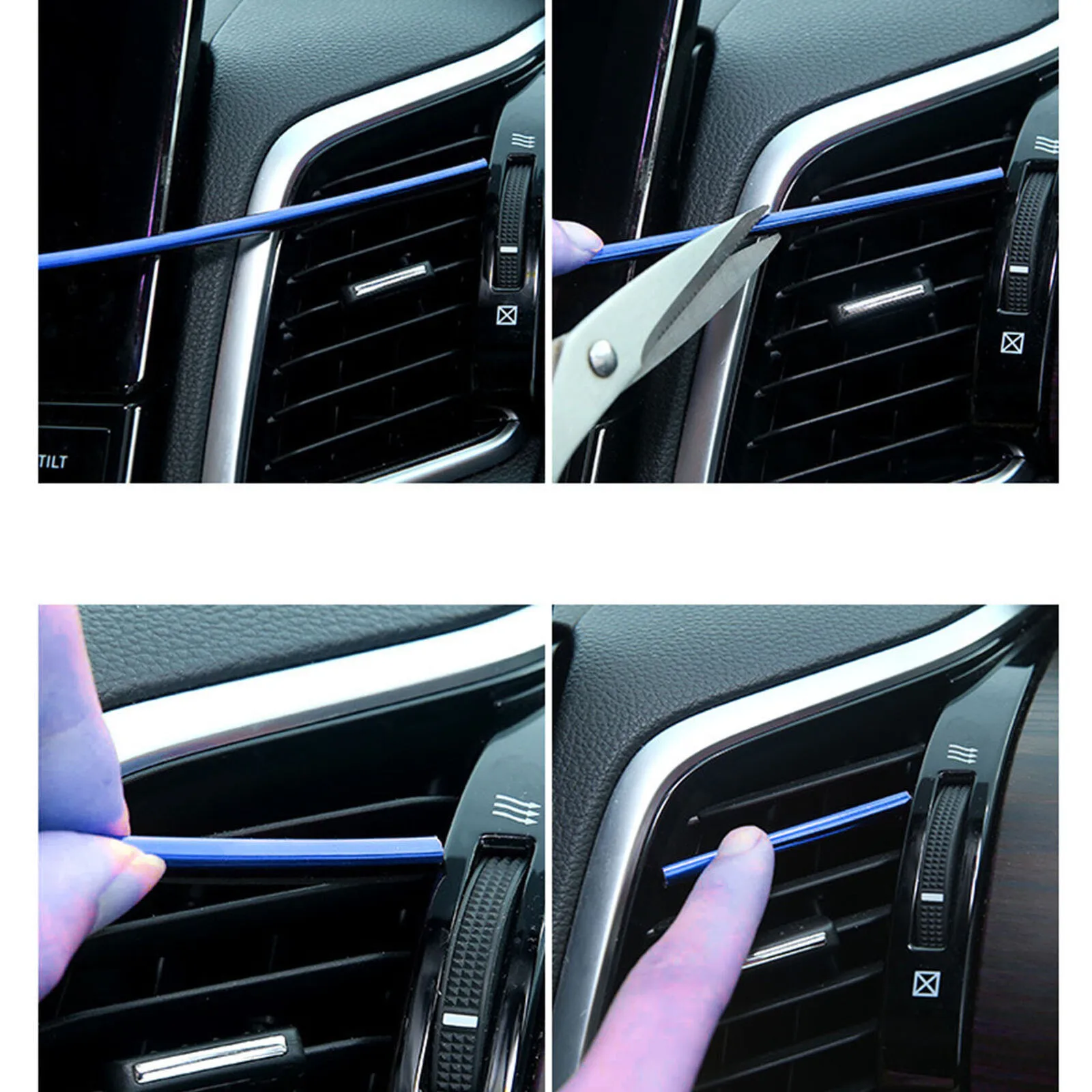 10x Auto Car Accessories Blue Air Conditioner Outlet Decoration Strip Universal 