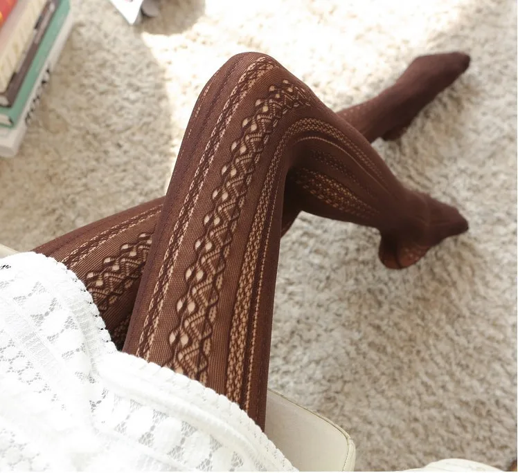 Осень-зима Для женщин, вязаный кардиган для девочек бедра с полым каблуком трикотажный высокое выше колена ботинки с высоким голенищем, бархатных чулок