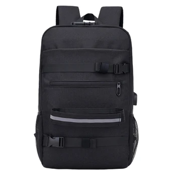 

Men Women Adjustable Strap Password Lock Skateboard Backpack Longboard Students Anti Theft USB Charging School Travel Sports