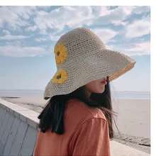 01912-pan368 летняя ручная работа бумажная трава цветок может сложить леди пляж праздник ведро Кепка женская шляпа для отдыха