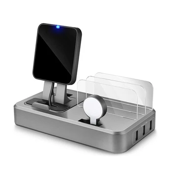

3 in 1 10W Qi Wireless Charger Dock Station for IPhone Samsung Huawei Xiaomi Fast Charging Stand for Air-pods (EU Plug)
