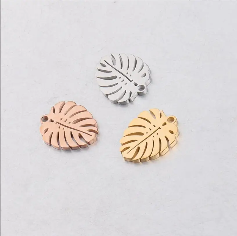 

10pcs/Lot Hollow Tree Leaf Charm Pendant Stainless Steel Mirror Polished DIY Handmade Charms Jewelry Making 13x17mm
