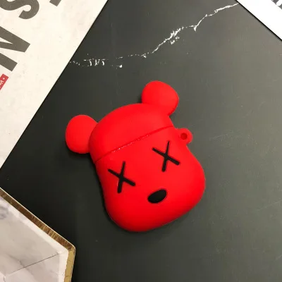 Redbear Забавный мультяшный чехол для Apple Airpods 3D защитный чехол милый Bluetooth чехол для наушников Модный мягкий силиконовый чехол s Чехол для гарнитуры - Цвет: Redbear