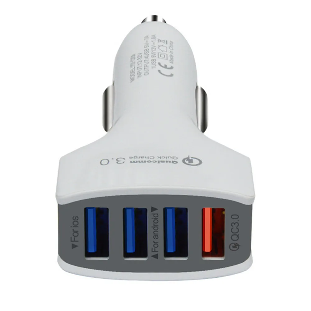 4 USB Автомобильное зарядное устройство подходит для iPhone 6 6s 7 8 plus планшет xiaomi samsung S8 телефон планшет gps 3.0A автомобильный адаптер зарядного устройства для телефона