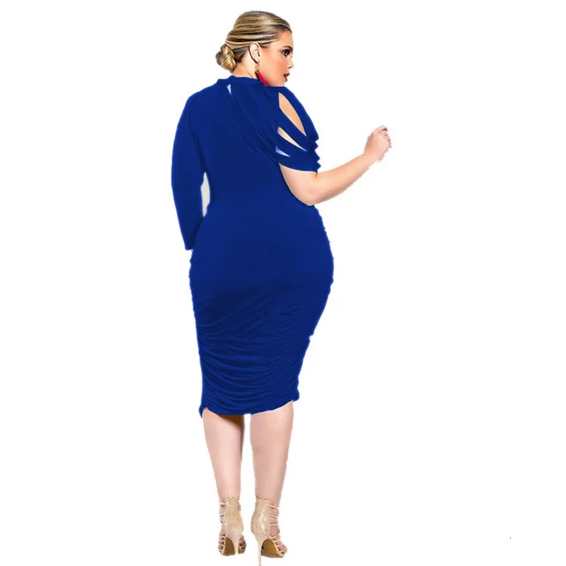 Размера плюс 4xl 5xl полосатые Вечерние платья на одно плечо с О-образным вырезом и половинным рукавом в стиле пэчворк облегающие туники миди женские плиссированные платья