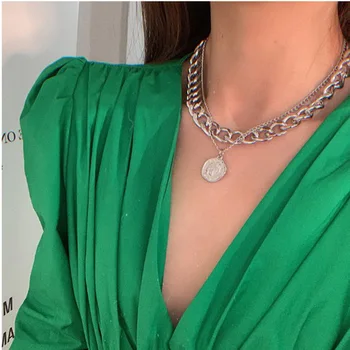 

New Necklace Thick Chain Necklace Double Necklace Women Short Clavicle Chain Statement Necklace Jewelry Choker Wholesale
