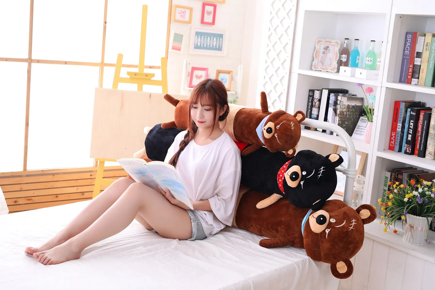 Kawaii животные цилиндрический медведь плюшевая подушка мультфильм Длинные Животные Мягкий Спальный валик Беременная Подушка с изображением женщины девушка подарок любовника