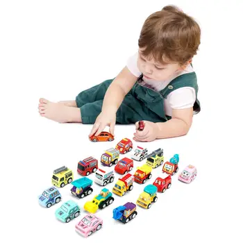 

20Pcs/Set Mini Pull Back Cars Set Cartoon Engineering Vehicle Bus Car Models Colorful Pull Back Car For Kids Little Boys Gifts