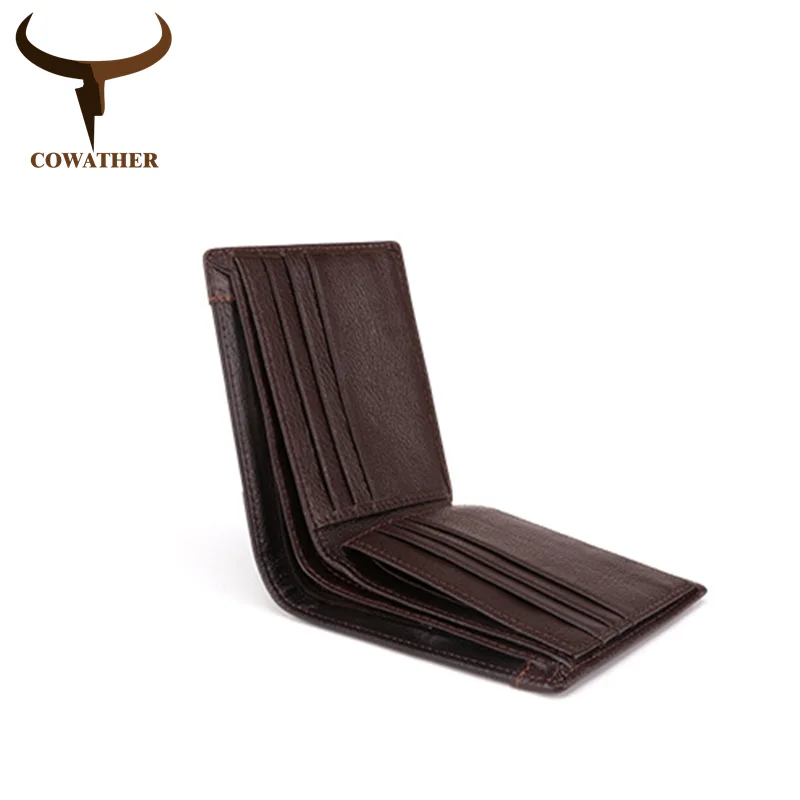 COWATHER wallet for men top grade cow leather men wallets short style fashion vintage cowhide leather male purse free shipping