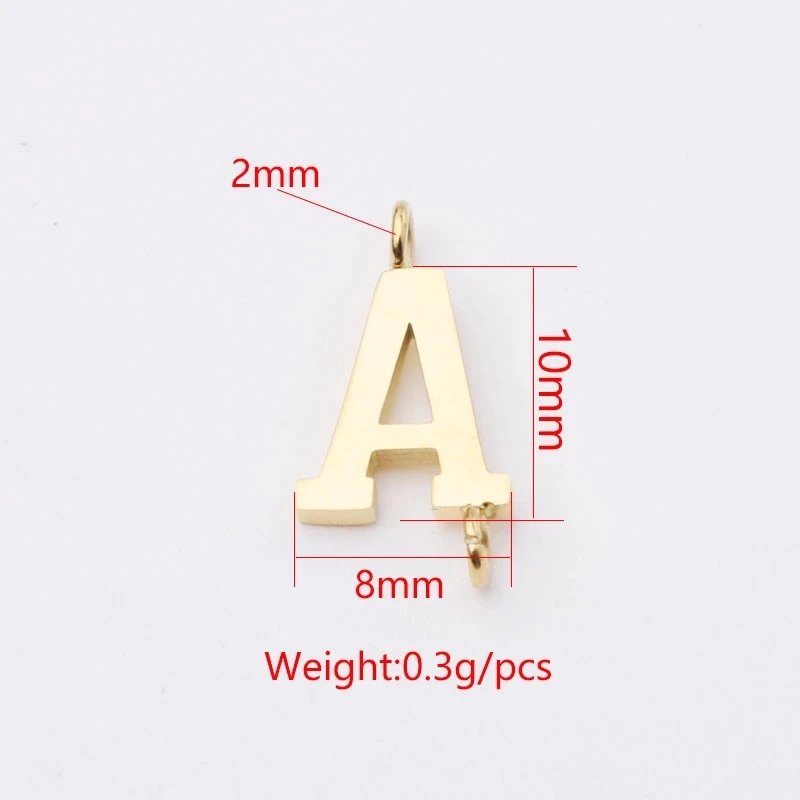 Initials Letter Connector Charms Mirror Polish Stainless Steel Letter A-Z Initial Charms For DIY Making Necklace Bracelets