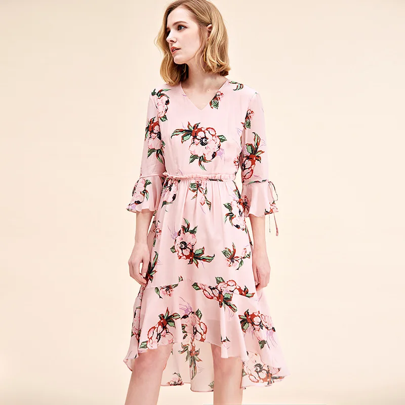 Roze Chiffon Bloemen Zijden Jurken Vrouwen 2020 Zomer Lange Casual Kantoor Werk Beach Party Jurk Plus Size Losse Mode Dropship Roze Chiffon Bloemen Zijden Jurken Vrouwen 2020 Zomer Lange Casual Kantoor Werk Beach Party Jurk Plus Size Losse Mode Dropship