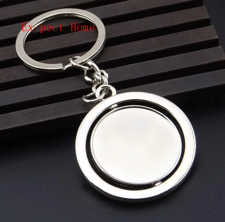 

Round Rotating 360 Degree Metal Keychain Double-sided Custom LOGO Key ring Men Gifts Simple Keychains Trinket