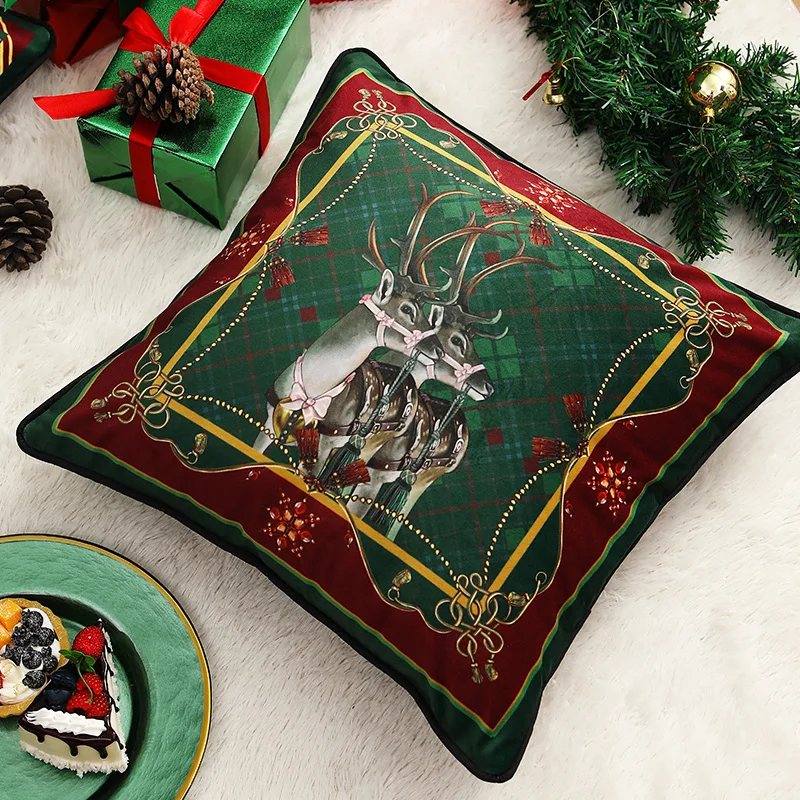 DUNXDECO чехол для подушки декоративные подушки Чехол Классическая Рождество с изображением рождественского оленя, в красную клетку с принтом снежинки; роскошные бархатные диван кресло Coussin