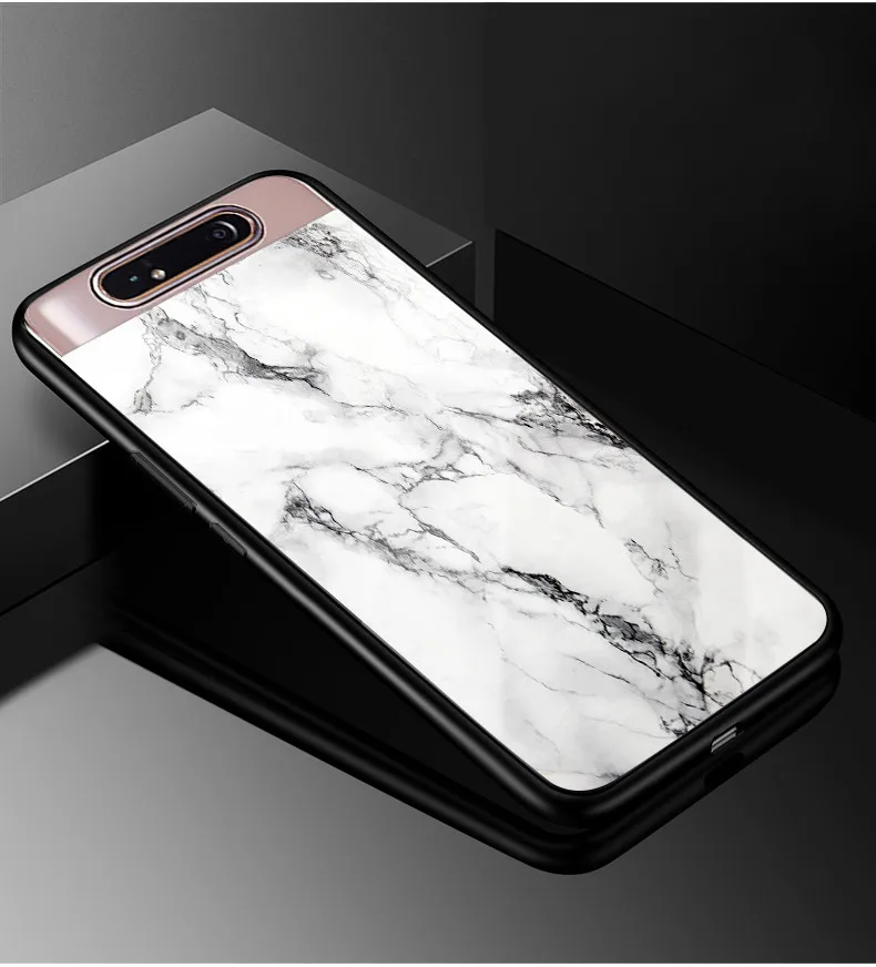 12 Чехол для samsung Galaxy A80, жесткое стекло для ПК, чехол для телефона, черный ТПУ, Бампер для samsung A80 Galaxy A80 A 80, чехол A805 - Цвет: 12