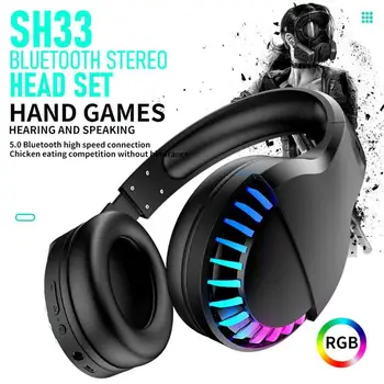 

SH33 Bluetooth Dual-Mode RGB Gaming Headset Head-Mounted Subwoofer Noise Reduction Headset for Phones