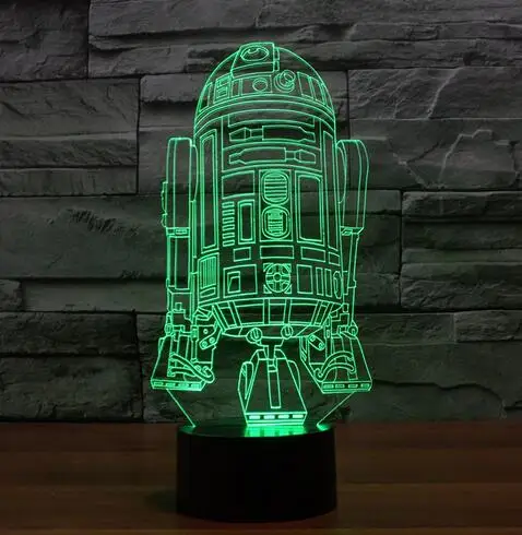Светодиодный светильник BB8 для звездных войн, фигурка Йоды Дарта, модель игрушки, светильник Вейдера, абстрактный саблей, игрушки для детей - Цвет: 7color r2d2