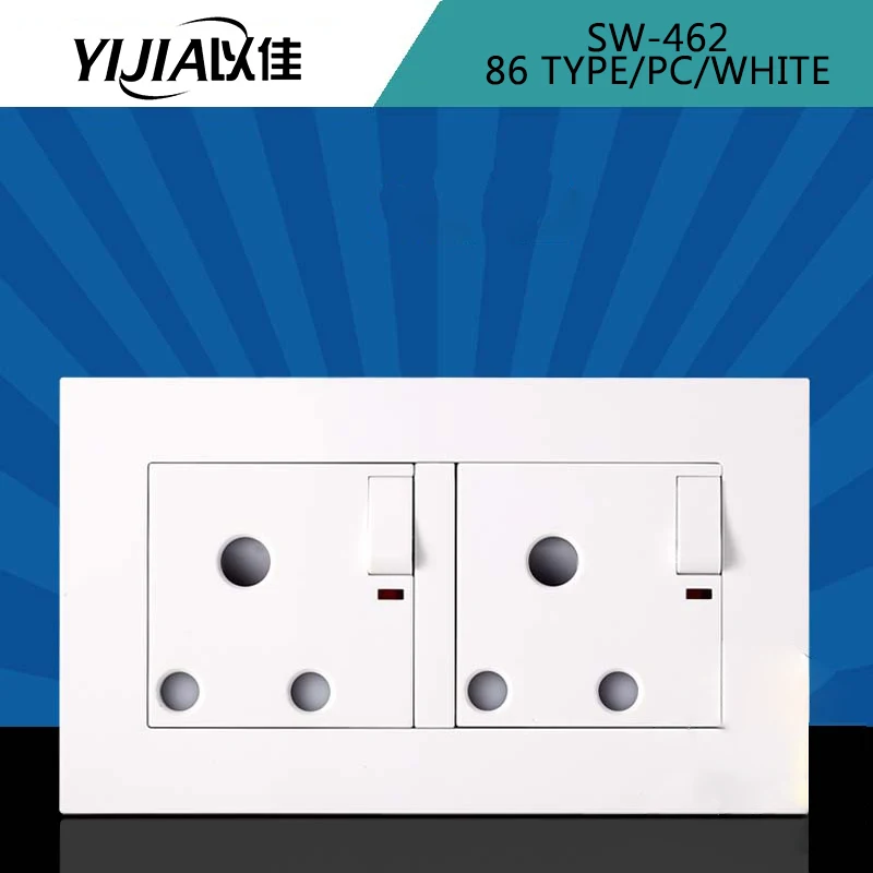YIJIA большая Южная Африка/Индия 86*86 мм/146*86 мм 15A розетка 86/146 Тип 110-250 В розетки pc/нержавеющая сталь/стеклянная панель розетка