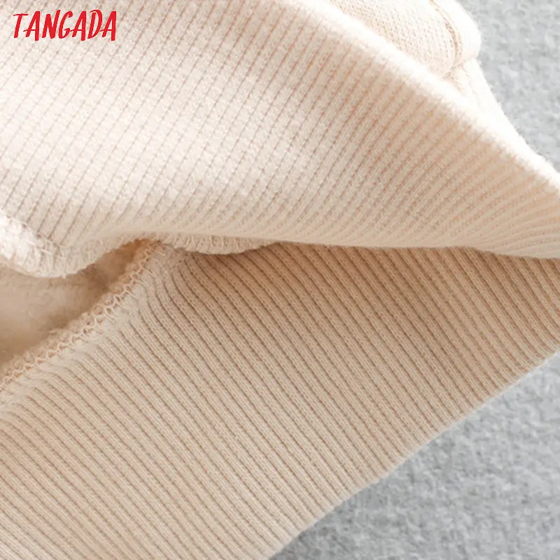 Tangada для женщин Винтаж оборками Вышивка Твердые кофты оверсайз с длинным рукавом Свободные пуловеры повседневные женские топы CE142
