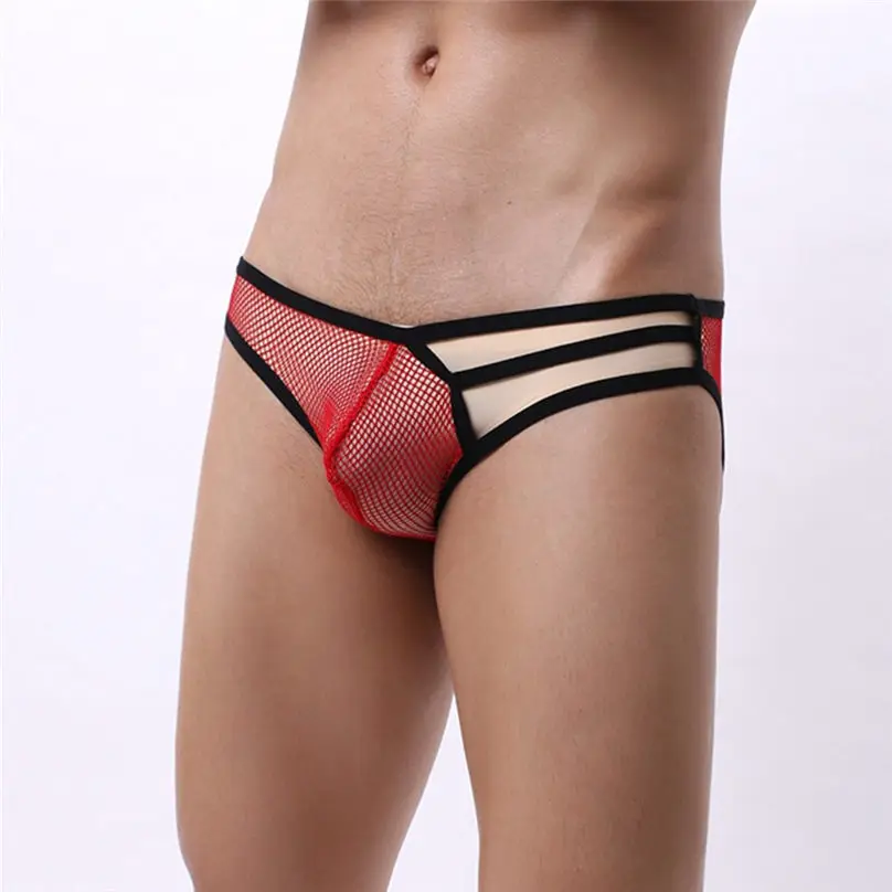 Men's Sexy Solid Color Net Speed Opening Super Thin Breathable Men Underwear 3D03 (12)