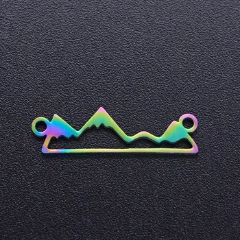 

5pcs/lot 100% Stainless Steel Mountain diy Connector Charms With Rainbow Plated Wholesale Connectors for Bracelet Making