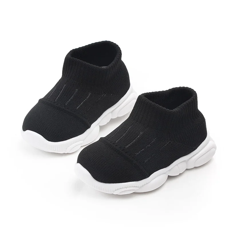 black I Love Daddy& Mummy/однотонная повседневная детская обувь с мягкой подошвой; дышащая обувь из эластичного сетчатого материала для мальчиков и девочек; детская обувь - Цвет: black