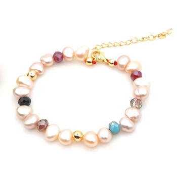 

New Simple Ethnic Bracelet Fashion Natural Freshwater Baroque Pearl Bracelet Wild European Beauty Bracelet Jewelry