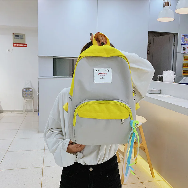 

2018 New Style Beautiful New Goods Nylon Verticle Square Students Casual Mixed Colors Bow Best Friend Backpack