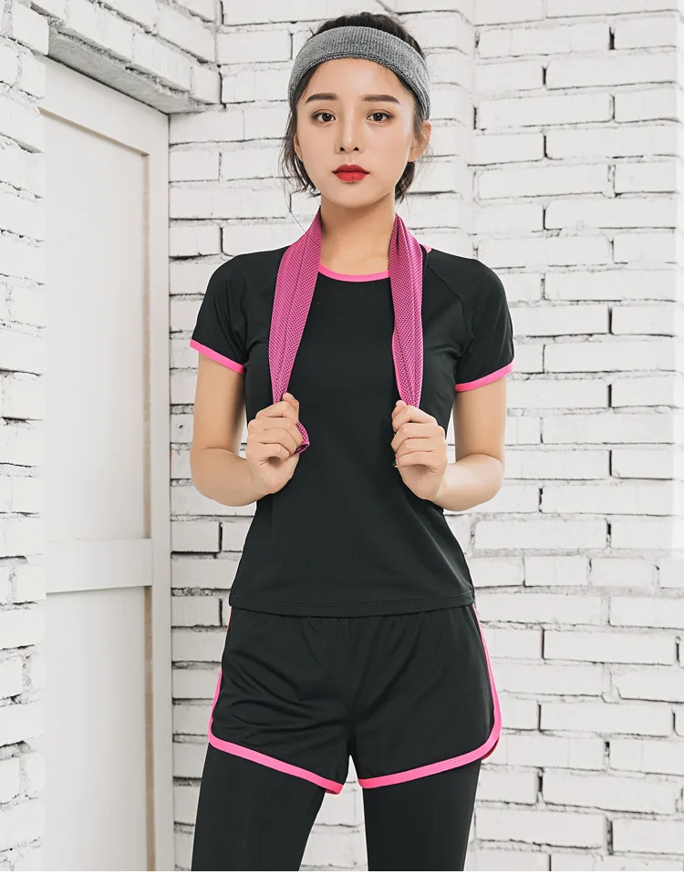 Стиль Slim Fit для похудения йога одежда пять штук в наборе женские спортивный костюм для бега Костюмы Леггинсы Тренажерный Зал быстросохнущие шорты одежда