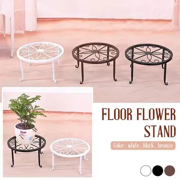 

Flower Shelf Potted Stander Flower Pot Rack Durable Create Wrought Iron Classic Style Garden Plant Balcony Round