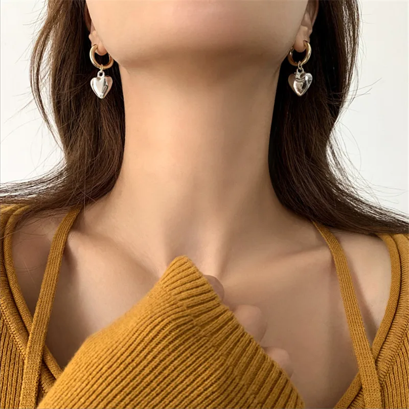 Heart-shaped exaggerated pearl Earrings for women fashion metallic round earrings trendy jewelry gift drop earrings dangle earrings pearl earrings