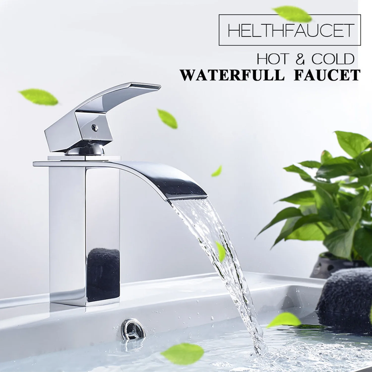 

3/8 Water Hoses Faucet Hot And Cold Water Mixer Tap Bathroom Wash Basin Sink Tap Waterfall Brass Faucet For Any Contemporary