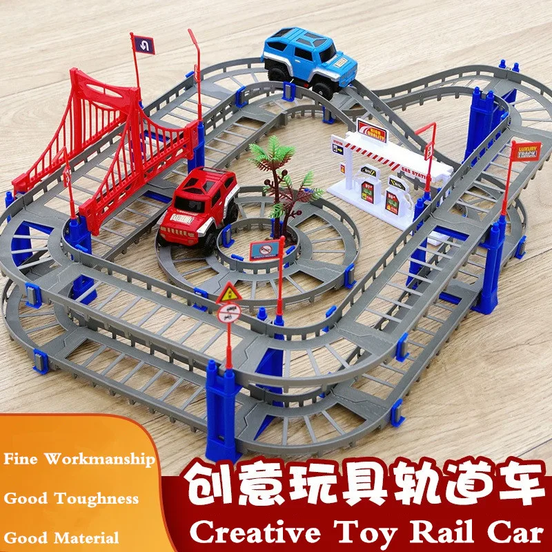 

NEW 73 Pcs DIY Toys For Children Gifts Creative Toys Rail Cars Assembling Electric Trains Car Sets Children’s Educational Toys