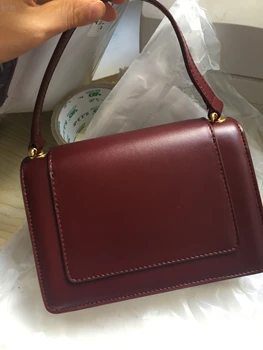

By H 2020 Newest Women's Totebag Genuine Leather Burgundy Shoulder Bag Fashion Designer Sqaure Handbag 5 Colors Blue Nude Green