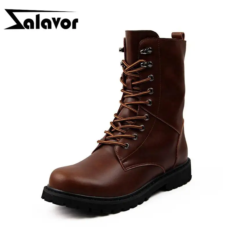 

ZALAVOR Half Short Boots Men Real Leather Winter Keep Warm Fur Flats Shoes Men Fashion Lace Up Casual Work Footwear Size 39-44