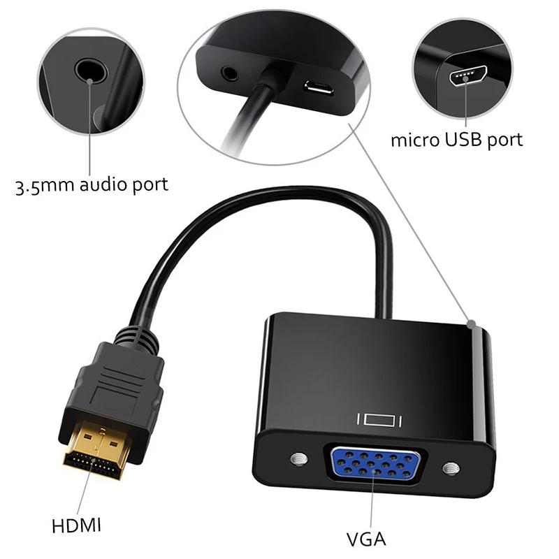 Felkin HDMI в VGA адаптер HDMI в VGA конвертер 1080P HDMI в VGA кабель цифро-аналоговый видео конвертер для HDTV ПК ноутбука