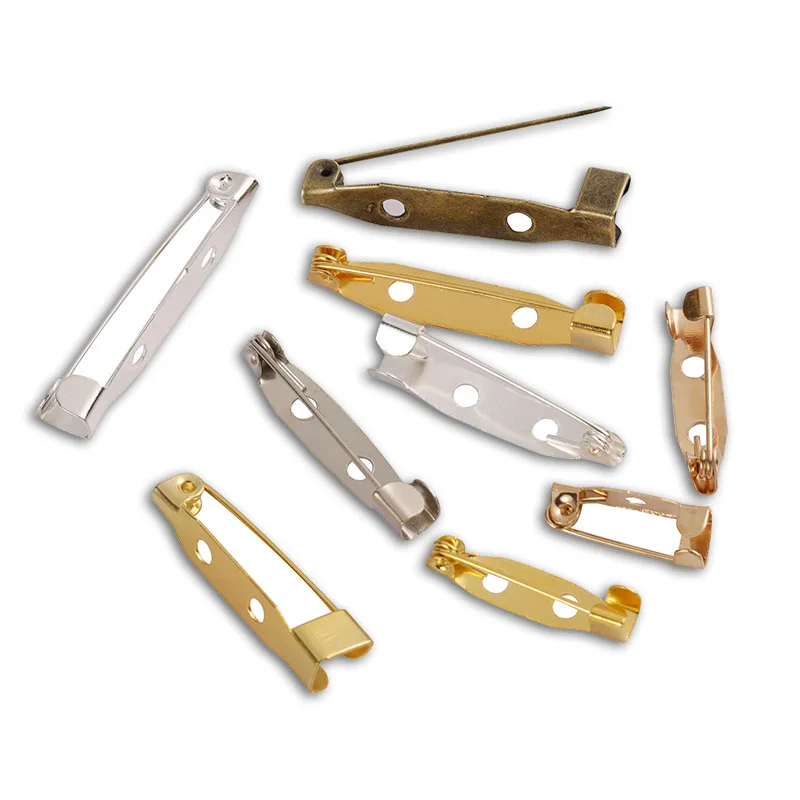 50 Spille Metalliche Per Gioielli Fai Da Te - Base Vuota Per Spille Con Clip, 5 Misure (15-35 Mm), Colore Bronzo, Per Cuciono E Artigianato