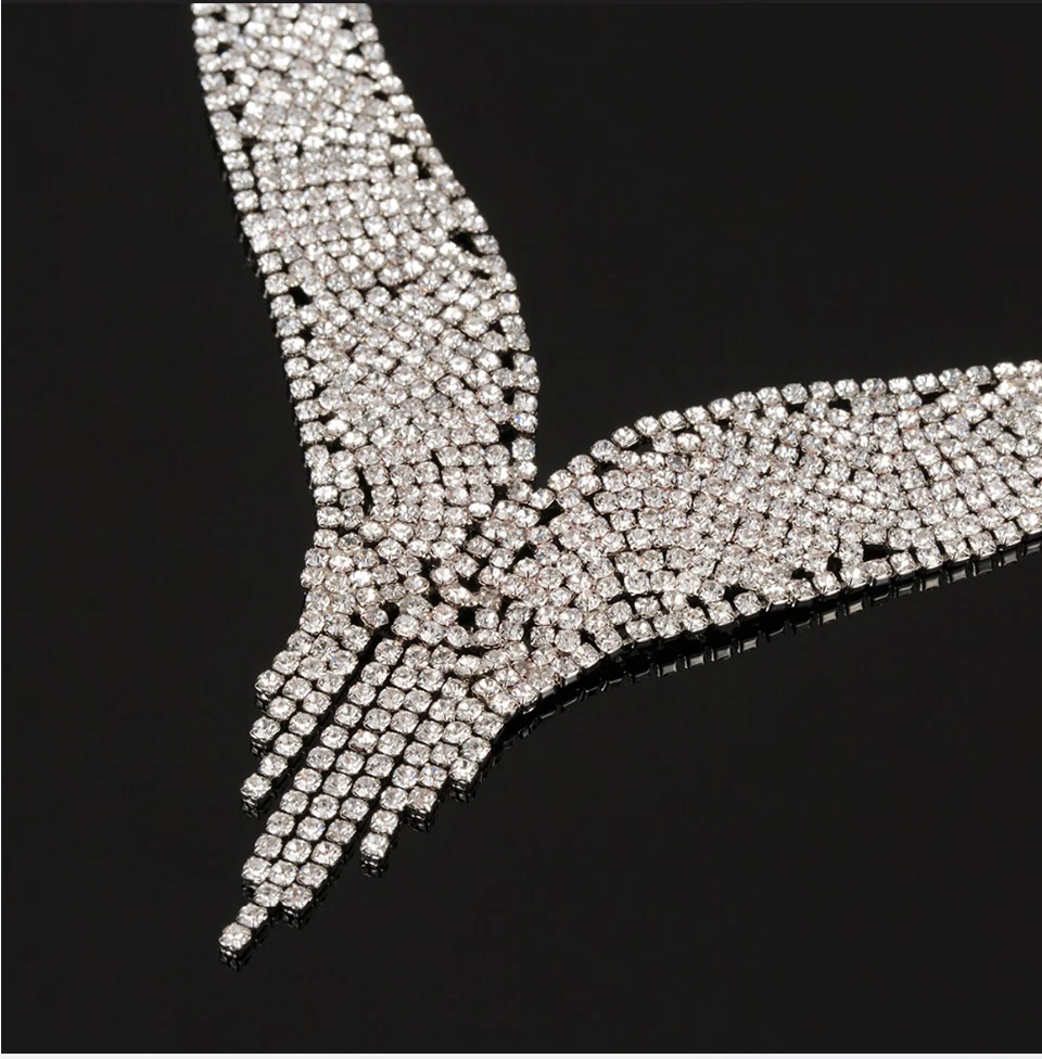 Для женщин элегантные Стразы цепочки с украшением в виде кристаллов колье воротник колье-чокер массивные ожерелья Свадебное колье для невесты N309