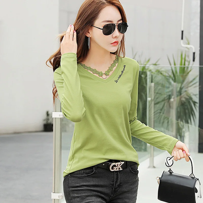 

BOBOKATEER womens tshirts cotton t shirt white tshirt women clothes 2019 tee shirt femme long sleeve t-shirt women tops mujer
