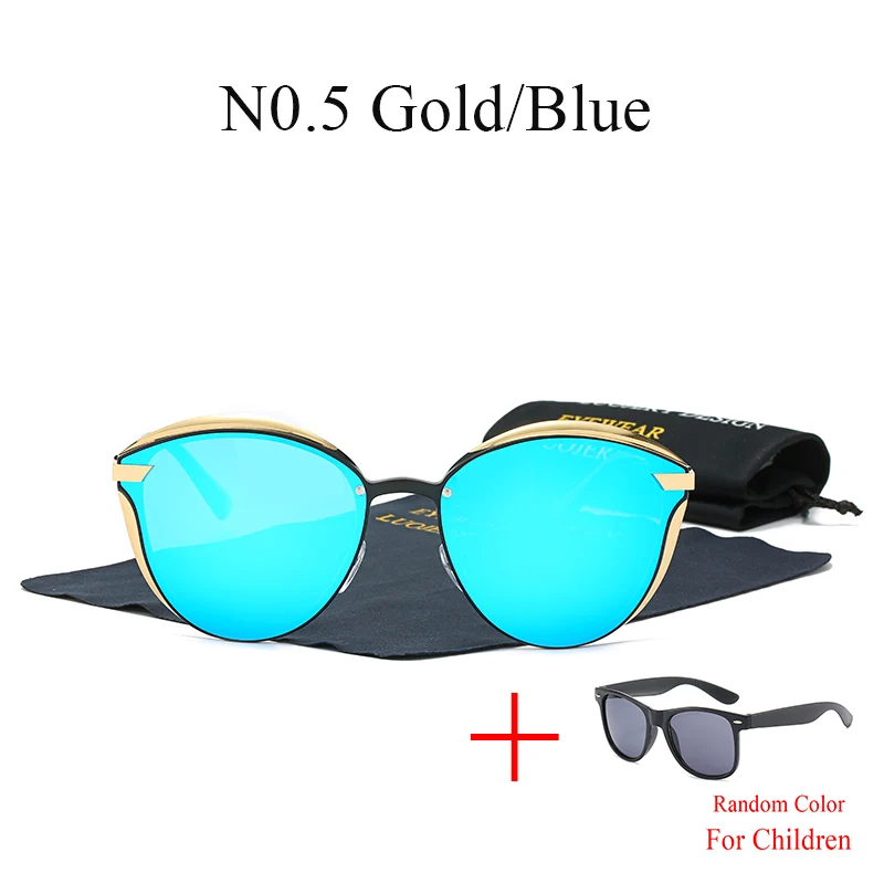 Роскошные брендовые поляризованные солнцезащитные очки Cateye, женские винтажные дизайнерские солнцезащитные очки кошачий глаз, женские солнцезащитные очки, очки для женщин - Цвет линз: N0.5 Gold Blue