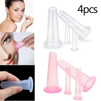 

4pcs Silicone Massage Cup Facial Cup Vacuum Anti Aging Smoothing Wrinkles Comfortable Beauty Massage Tool