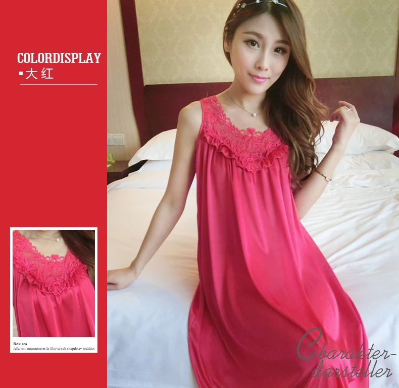 Summer silk nightgown nightdress for women plus size ladies lingerie pajama maternity sleepwear pregnant nightwear