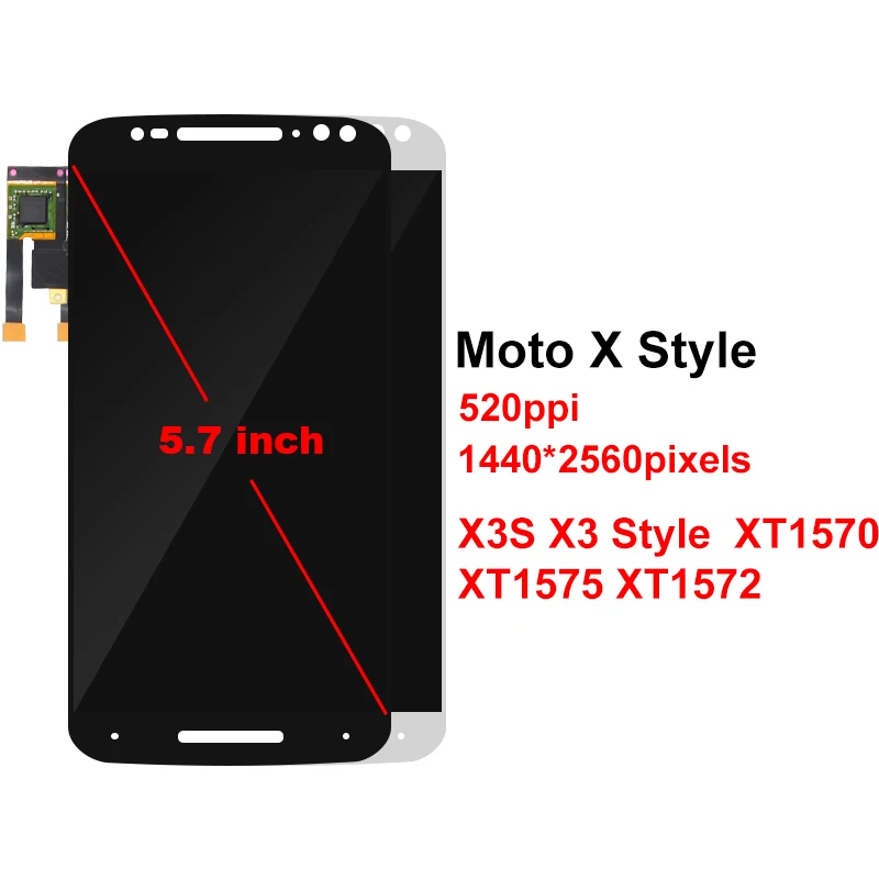 Для Motorola Moto X style XT1570 XT1575 XT1572 сенсорный ЖК-дисплей дигитайзер Запасные части в сборе 2560*1440