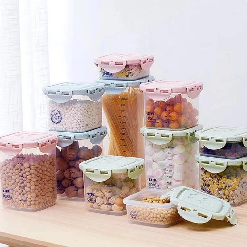 Кухонное Хранение продуктов коробка пластиковые запечатанные банки для круп зерна бак Герметичные Контейнеры случае закуски сухие товары банка для хранения