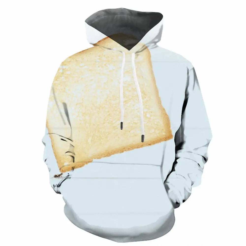 

KYKU 3d Hoodies Food Sweatshirts men Bread Hoodie Print Art 3d Printed Long Sleeve Streetwear Winter Fashion Man