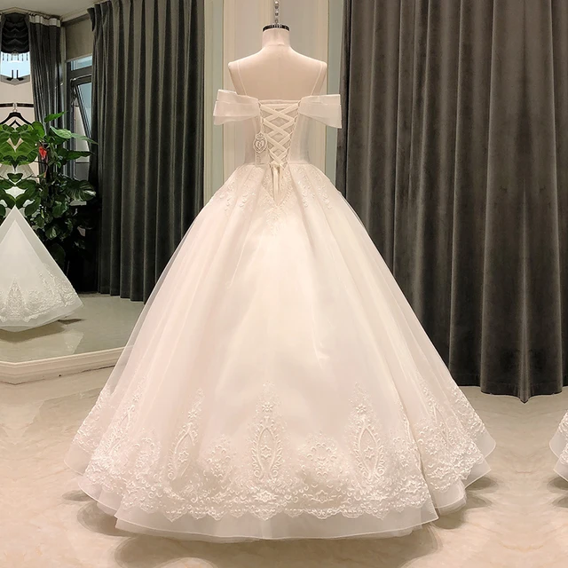 SL-8245 ball gown wedding dress 2021 elegant lace off shoulder crystal beads bridal wedding gowns for bride dresses ladies 2