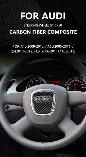  Autocollant Audi en Fibre de Carbone pour Volant Voiture,  Compatible avec Audi Audi A3 A6L Q4L Q5 Q7, Accessoire Autocollant Voiture  Tuning pour Audi (1)