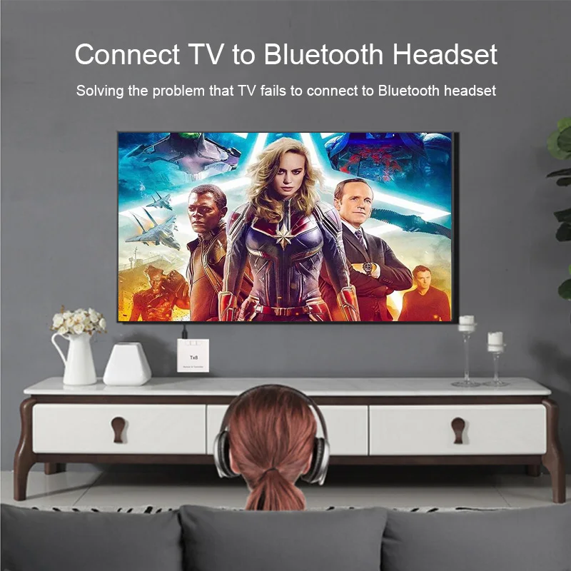 Tx8 2 in 1 Bluetooth 5 0 Transmitter Receiver Audio Adapter for TV PC Headphone MP3 MP4 Music Playback