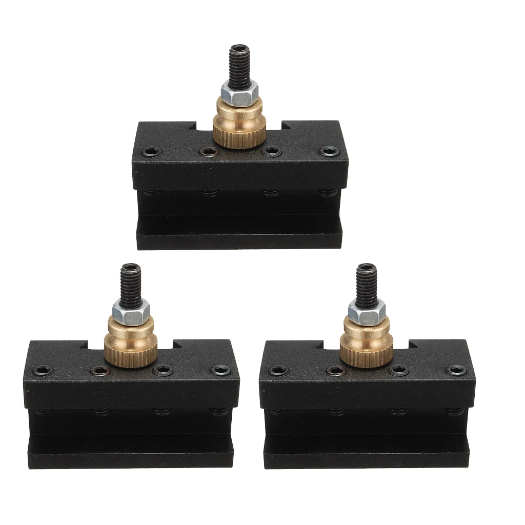 Turning Tool Post Holder Mini Lathe Quick Change Tool Post Holder( Iron+Brass/3Pack/Black )
